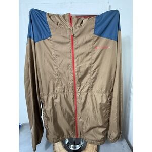 Columbia XXL Windbreaker‎ Jacket Full Zip Lightweight Brown Blue Mens
